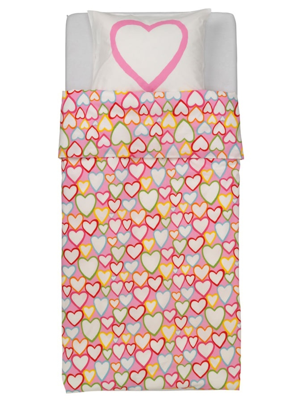 IKEA Vitaminer Hjarta Duvet Cover Twin Kids Girls Pink Hearts Playful Colourful
